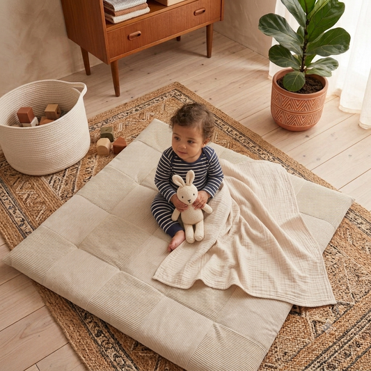 Patchwork Krabbeldecke Cord Beige 